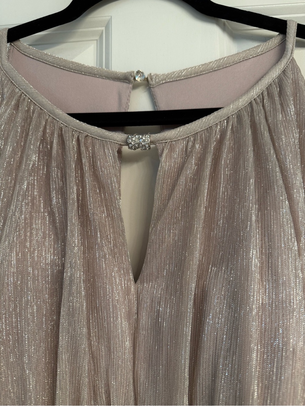 David’s Bridal Oleg Cassini Blush Pink Shimmer Evening Dress - Picture 3 of 6